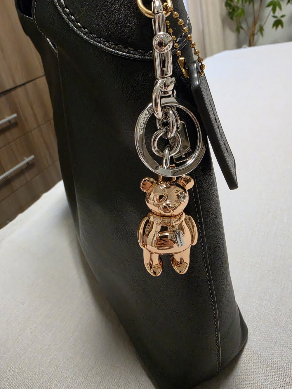 Coach Rose Gold & Silver Bear Keychain Charm - Picture 4 of 4